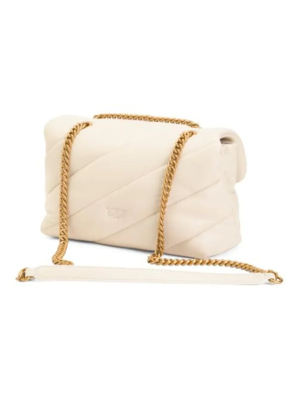PINKO Made In Italy Leather Classic Love Birds Puff Quilted Shoulder Bag